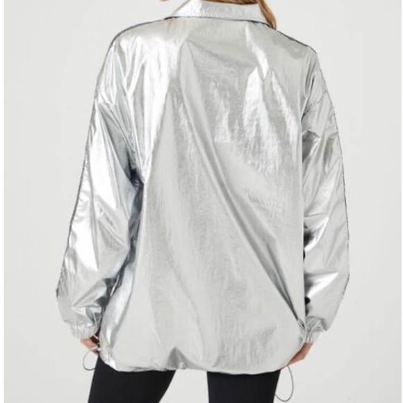 Metallic Toggle Drawstring Shacket - Picture 2 of 2